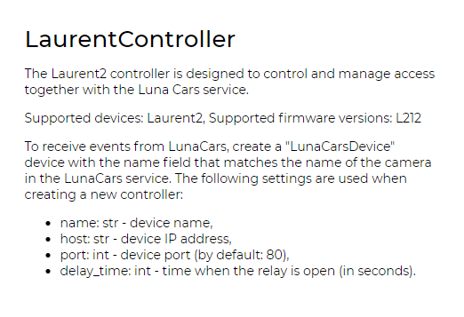 Pop-up window with the required controller Parameters