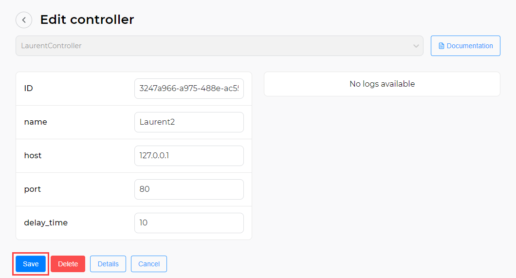 Controller editing form