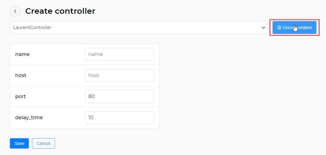 Documentation for the controller being created