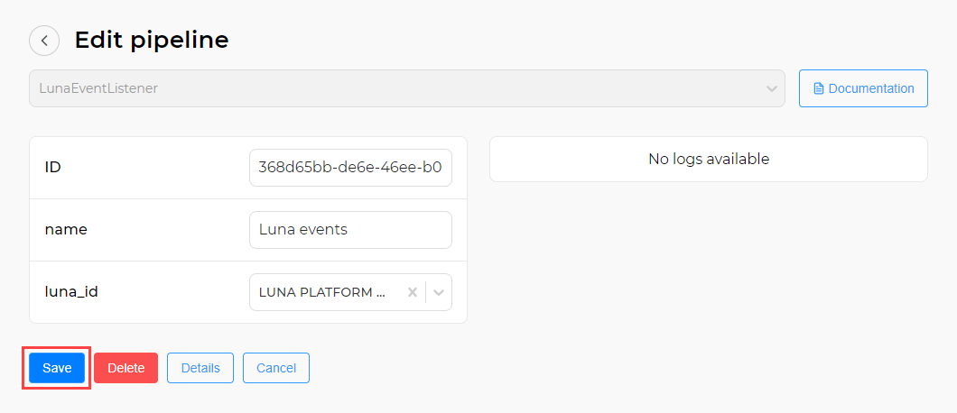 Component editing form