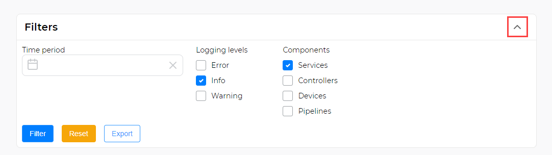 Figure 39. Hiding the filters