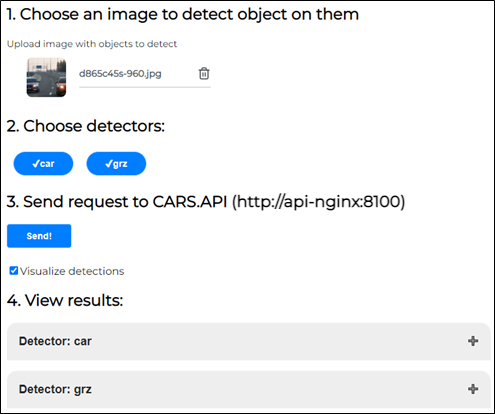 Vehicle/License plate detect request interface