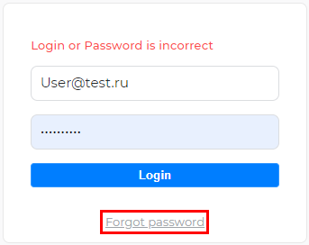 Forgot password button