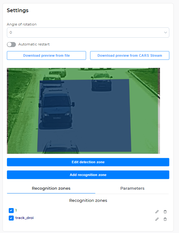 Camera Settings form