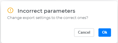 Warning about incorrect settings