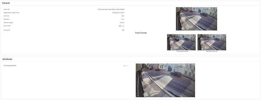Example of the «Counting vehicles» handler