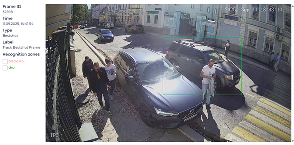 Example of a pop-up window with the best shot of the track