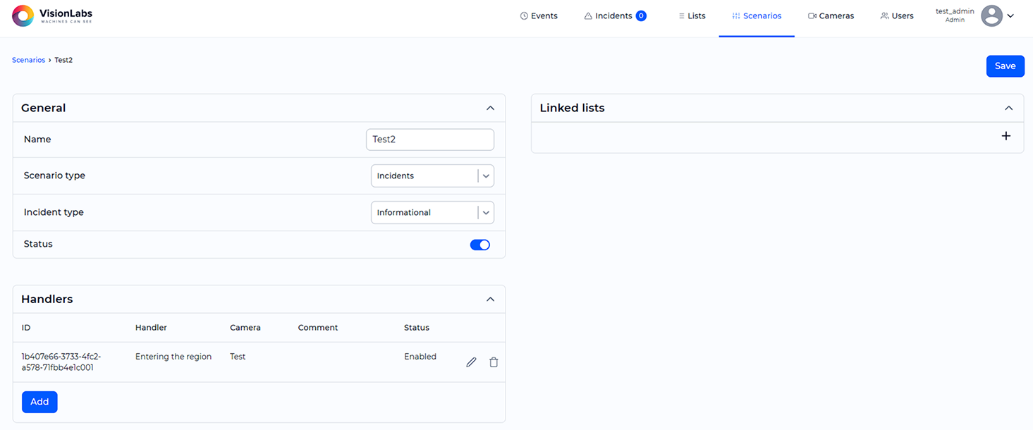 Scenario editing window