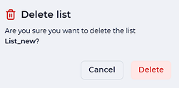 Delete list confirmation