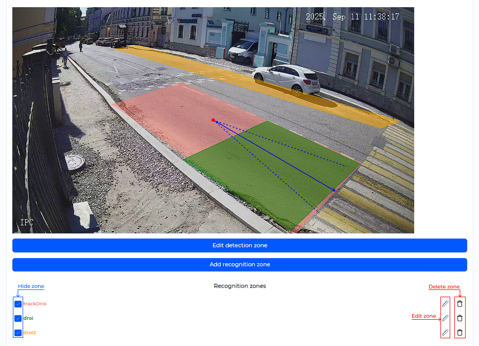 List of created recognition zones