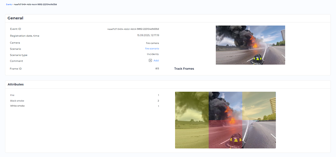Example of the «Smoke and Fire Detection» handler