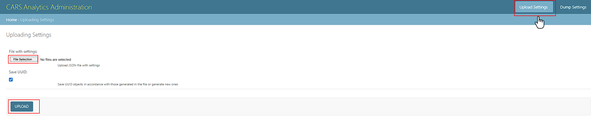 Button «Upload settings»
