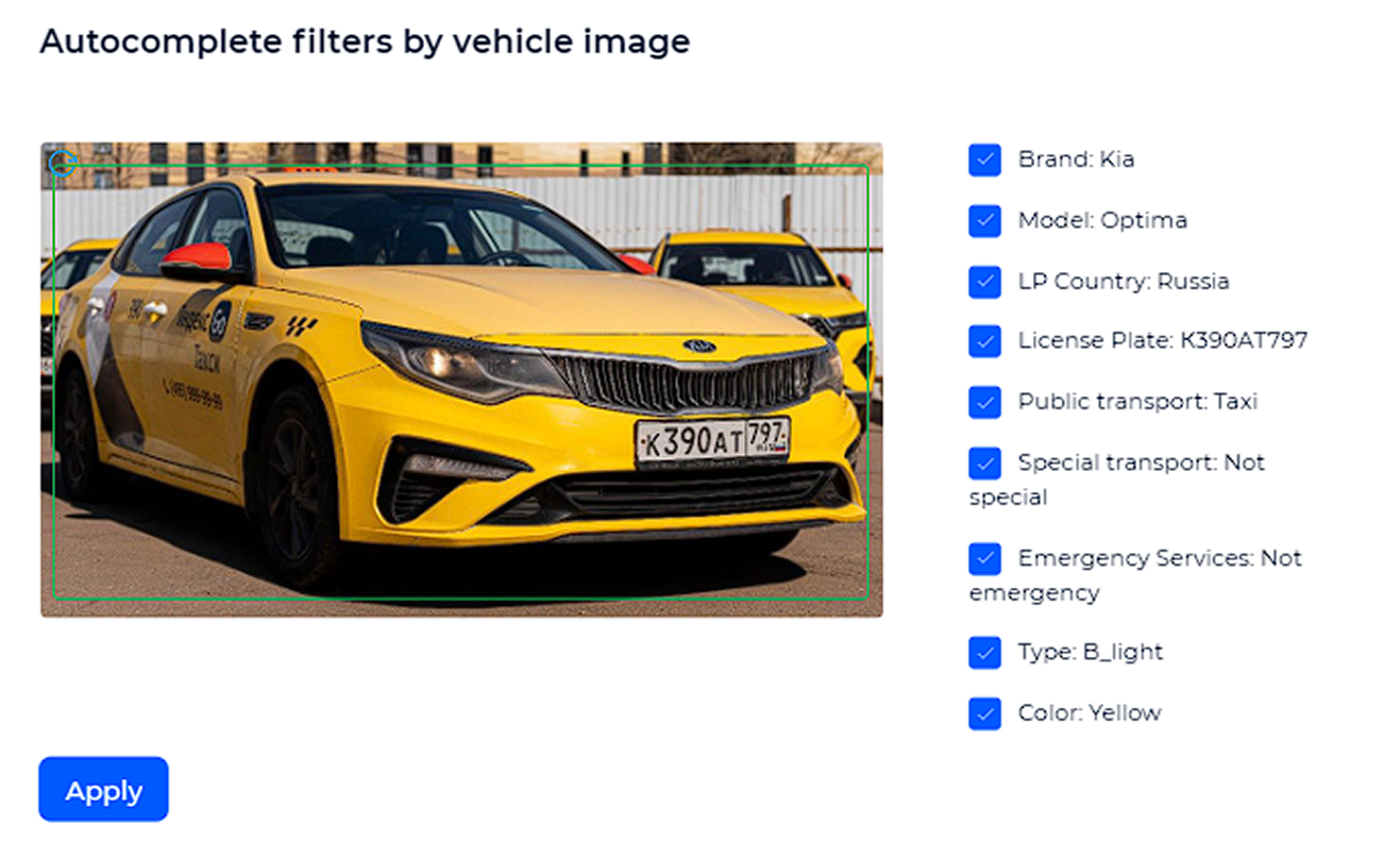Example of uploaded image for auto-filling filters