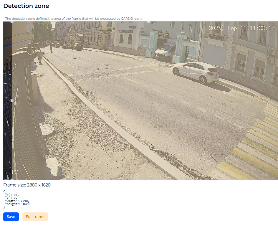Example of adding a detection zone on the camera preview