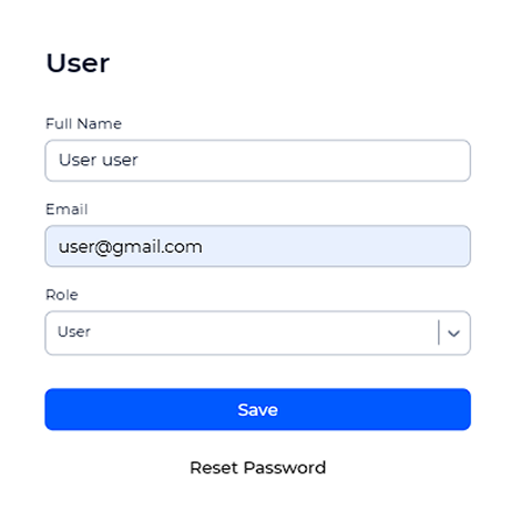 Edit user account form