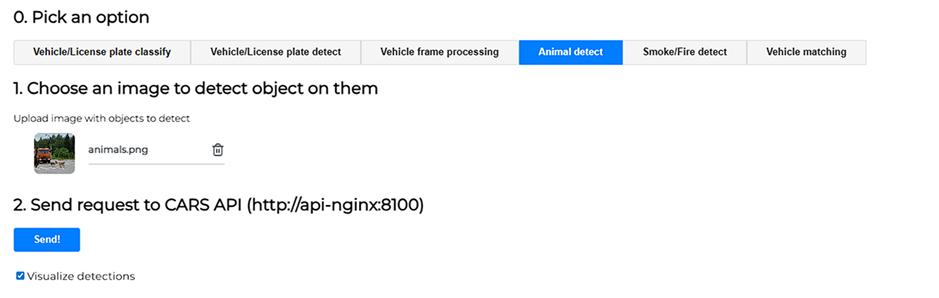 «Animal detect» request interface
