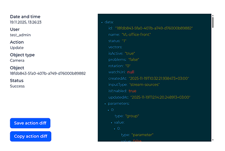 Viewing a Specific action window