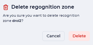 Recognition zone deletion warning