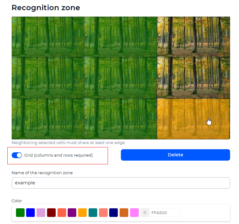 Preliminary camera setup: enabling the grid
