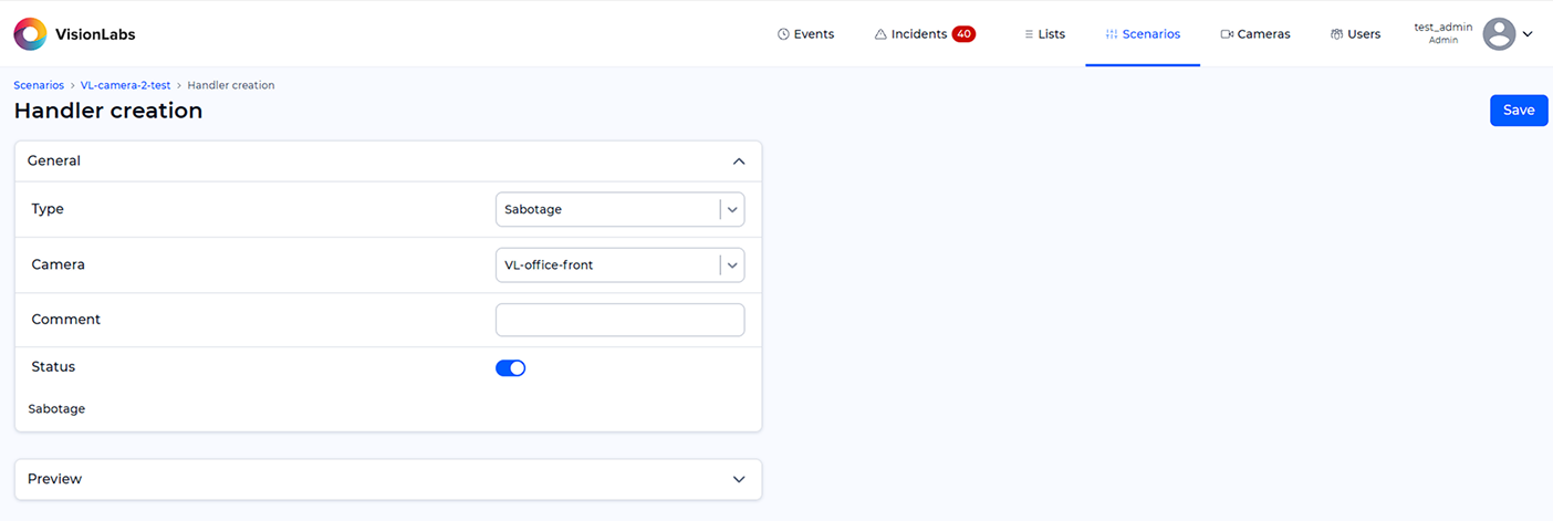 Configuring the «Sabotage» handler