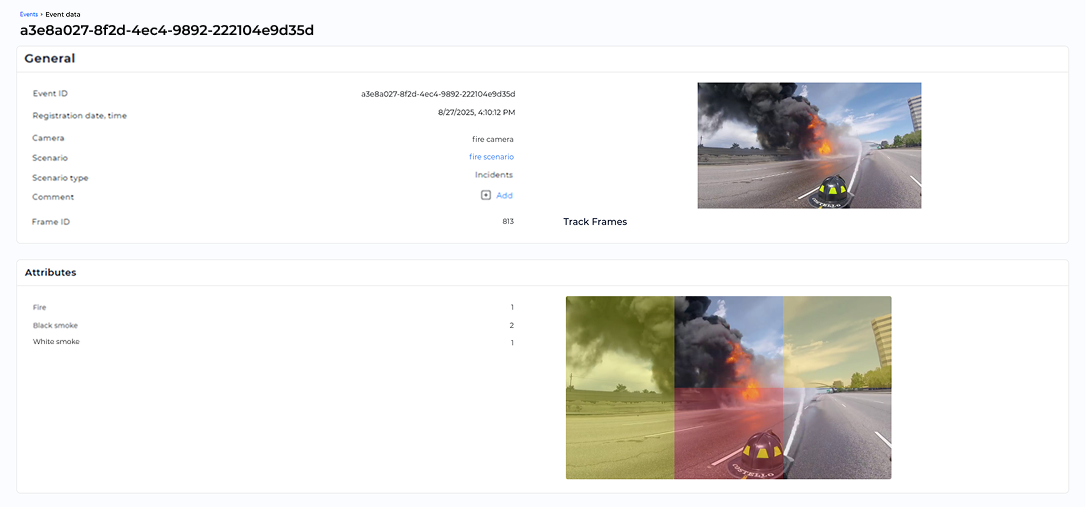 Example of the «Smoke and Fire Detection» handler
