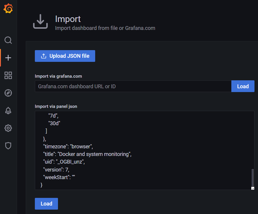 Importing the settings file new.json