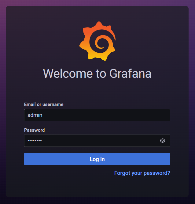 Grafana login page