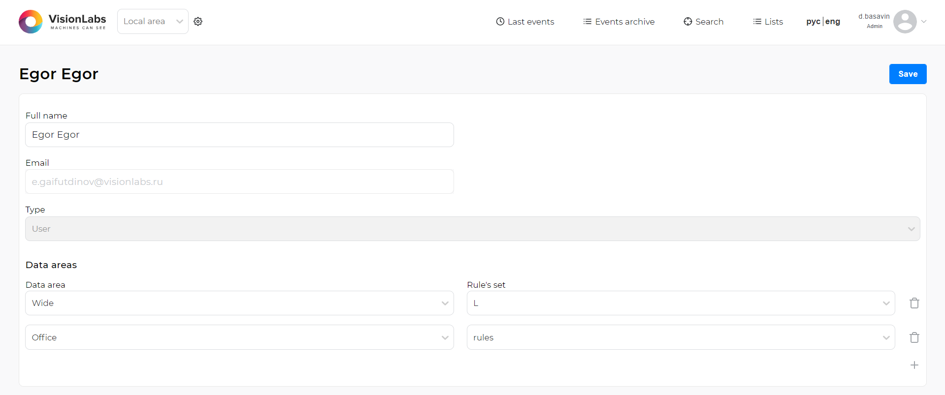 Adding a user to the domain and setting the rule