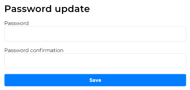Window for changing account password