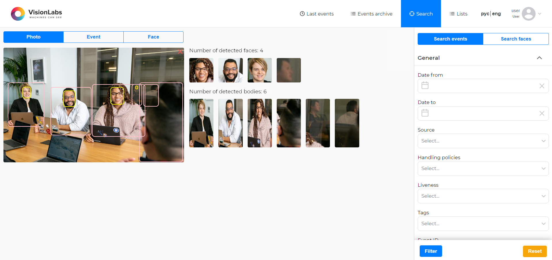 Photo image with multiple faces