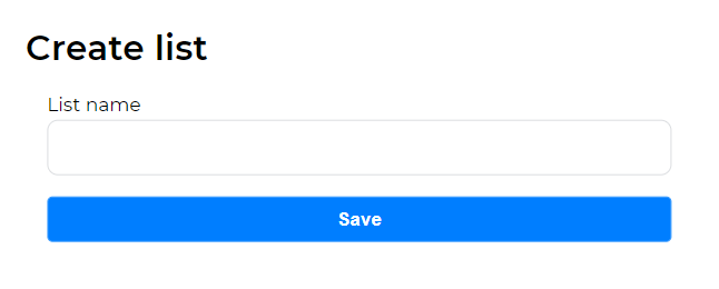 Form for creating a list