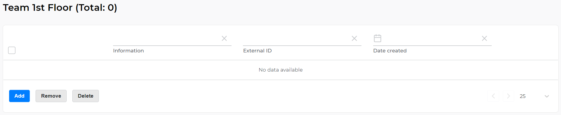 Empty form for editing the list