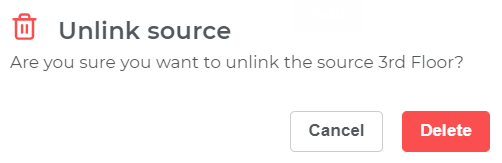 Confirmation of removal of the event source from the department