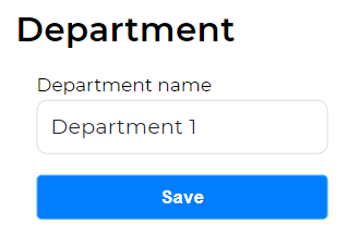 Form for editing the name of the department