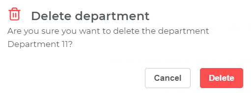 Confirmation of department deletion