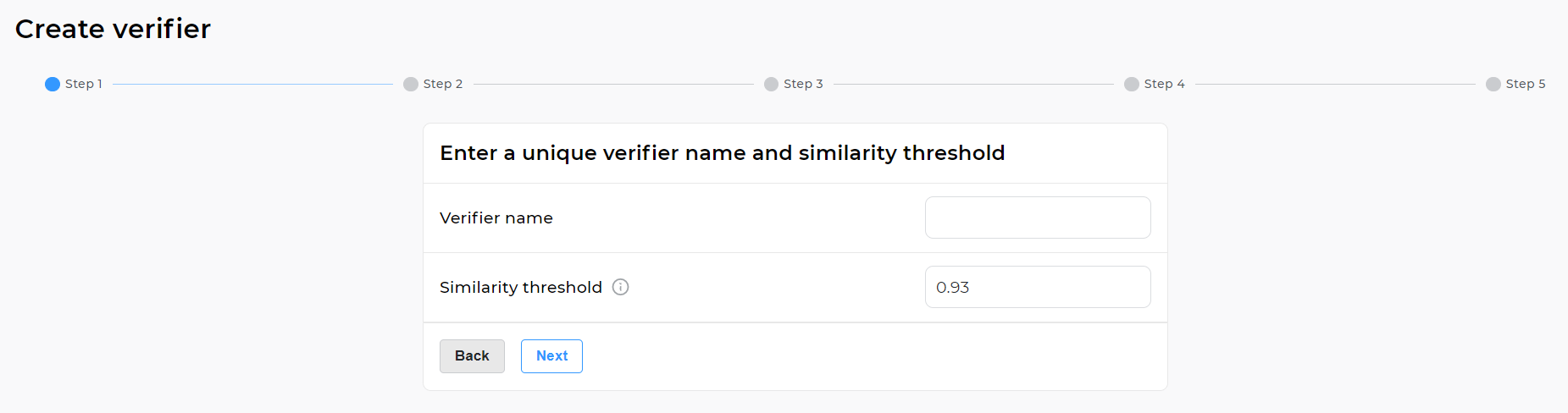“Create verifier” form