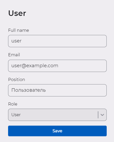 Form for editing user data