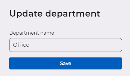 Form for editing the name of the department