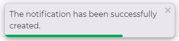 Confirmation of successful creation of the notification