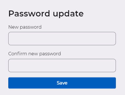 Window for changing account password