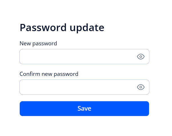 Window for changing account password