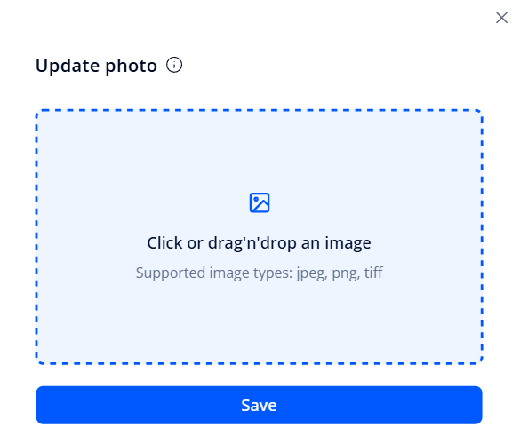 Form for updating a photo image on the page with face details.