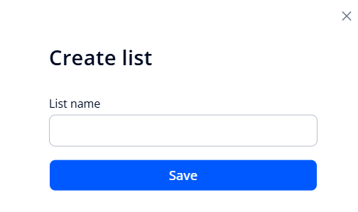 Form for creating a list