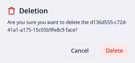 Confirmation of removing a face from the list