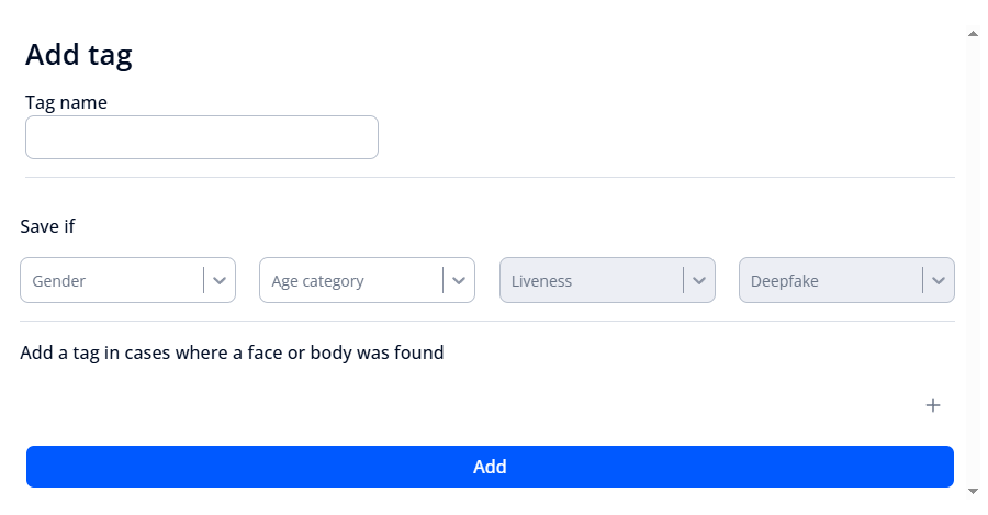 “Add new tag” form