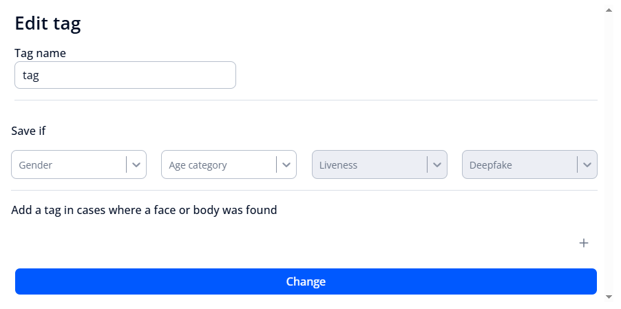 “Edit tag” form