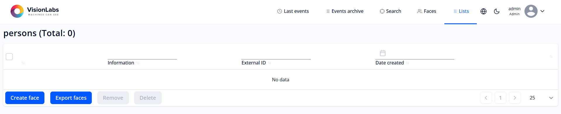 Empty form for editing the list