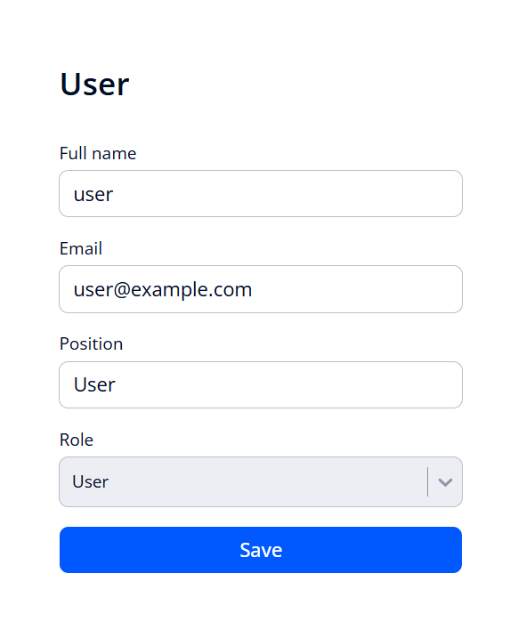 Form for editing user data