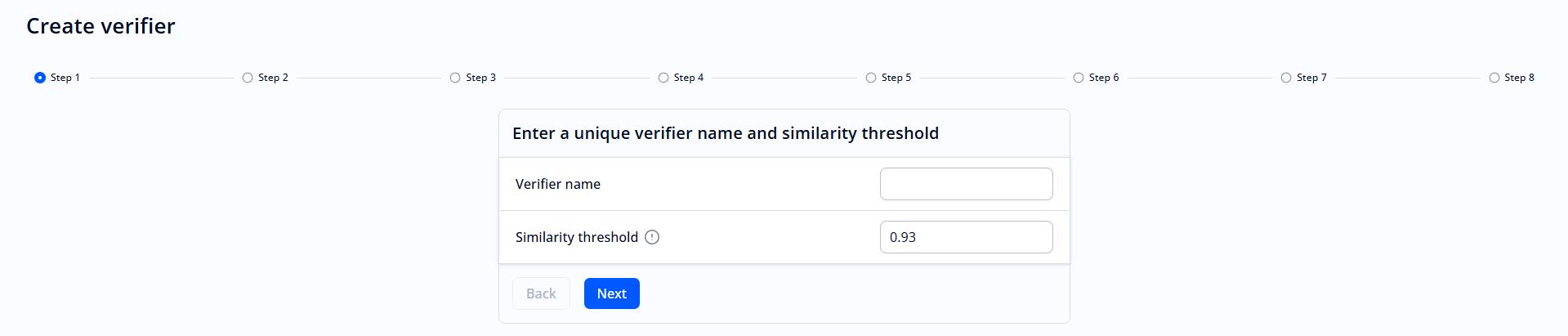 “Create verifier” form