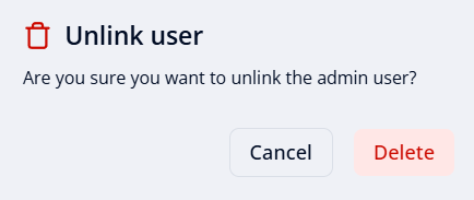 Confirmation of removal of the user from the department